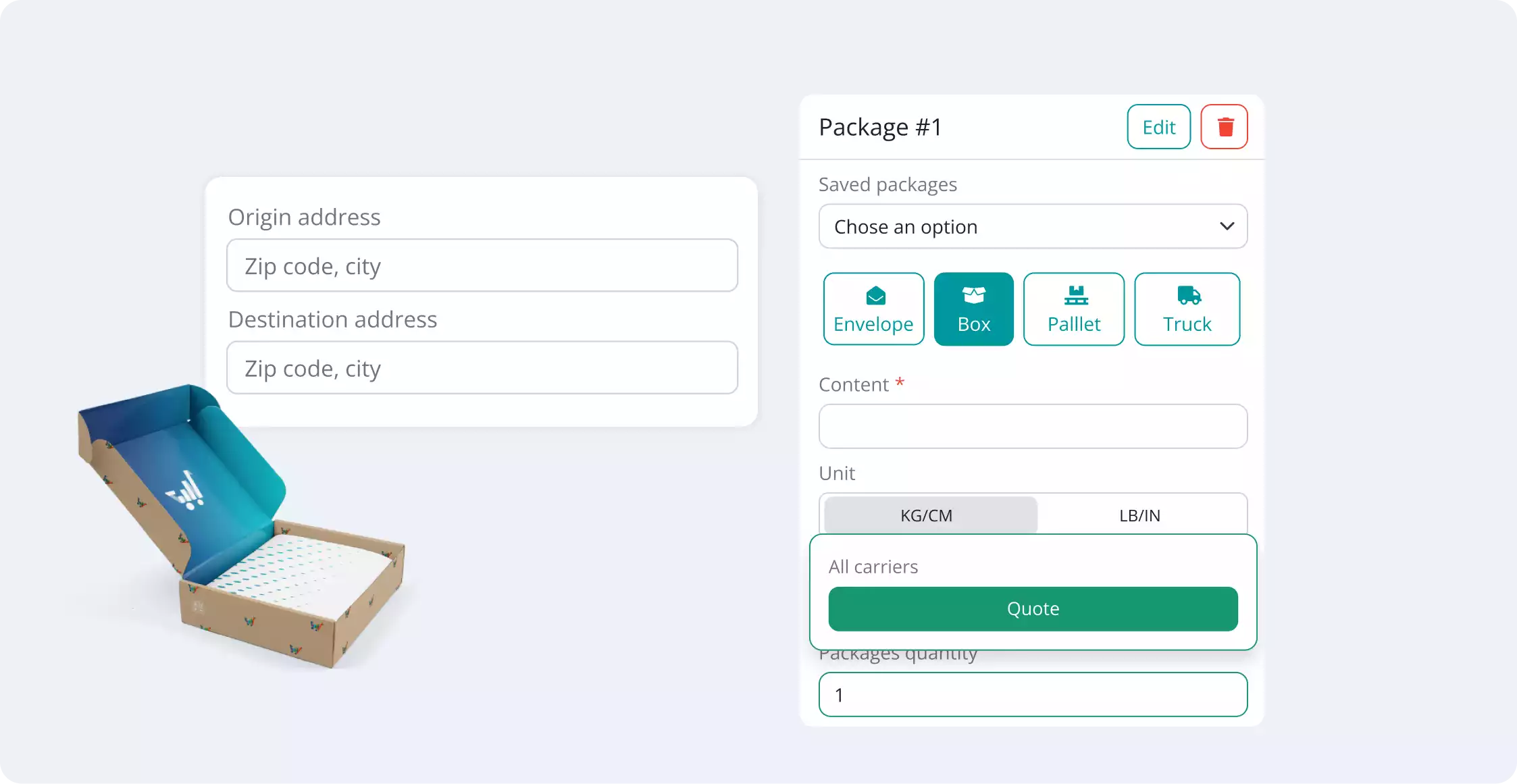 Multi shipment options
